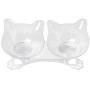 JOCHA Double Cat Bowl with Raised Stand,15°Tilted Platform Cat Feeders Food and Water Bowls,Reduce Neck Pain for Cats and Small Dogs