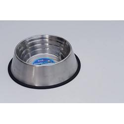 Indipets Stainless Steel Capacity Measurement Dog Bowl - Volume Marking, No-Tip, Anti-Skid Dish