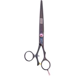 ShearsDirect Japanese 440C Swivel Shear Black Titanium Off Set with Pink Adjustable Tension Knob, 8.0-Inch