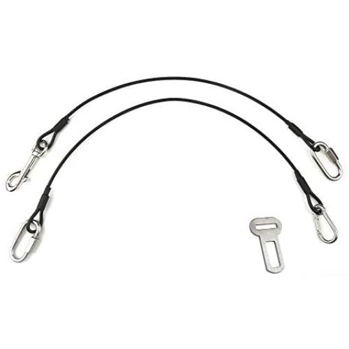 Sonku Dog Car Seat Belt Restraint, 2 Pack Proof Steel Cable Safety Vehicle Belt Fit for Small, Medium, Large, and X-Large Dogs