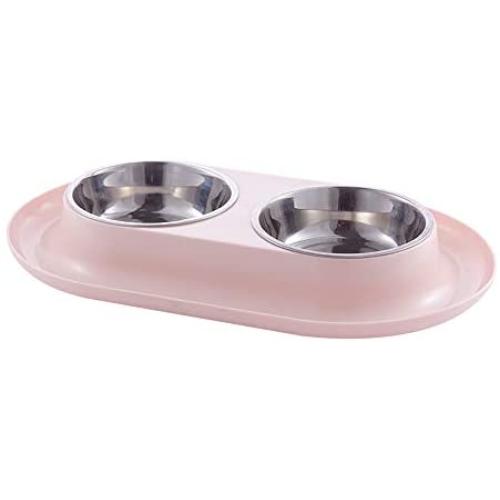 MXCELL Double Dog Cat Bowls Premium Stainless Steel Pet Bowls with No-Spill PP Station, Food Water Feeder for Cats and Small Dogs