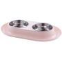 MXCELL Double Dog Cat Bowls Premium Stainless Steel Pet Bowls with No-Spill PP Station, Food Water Feeder for Cats and Small Dogs
