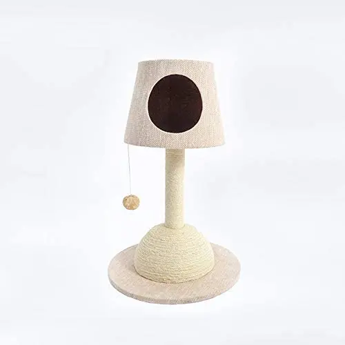 Furrytail Lamp Shape Cute and Uniqueness Cat Tree Tower Scratching Post with Cat House Bed and Teaser Ball, Solid Wood Made Two Color Blue and Beige Furrytail Lamp Shape Cute and Uniqueness Cat Tree Tower Scratching Post with Cat House Bed and Teaser Ball, Solid Wood Made Two Color Blue and Beige