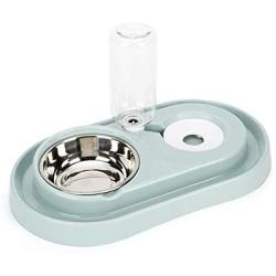 Luck Dawn Double Dog Cat Bowls Water and Food Bowl Set，Detachable Stainless Steel Bowl Automatic Water Dispenser Bottle Pet Feeder for Small or Medium Size Dogs Cats Puppy Kitten Rabbit