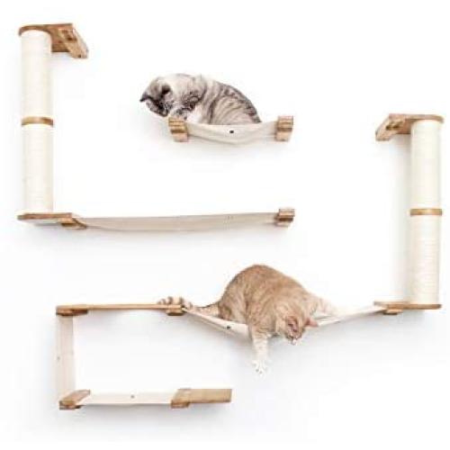 CatastrophiCreations Roman - Multiple-Level Cat Hammock & Climbing Activity Center Wall-Mounted Cat Tree Shelves