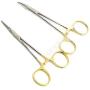 CYNAMED Premium German Set of 2 Ea Pet Cat Dog Hair Puller Remover Stainless Steel HEMOSTAT Locking Forceps 5'' Straight + Curved Full Serrated-s Ear Hair Clamp Pulling Shears Plier Pet Dog Trimmer