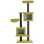 Large Cat Tower, Modern Cat Tree Condo, 2 Spacious House, Green Sofa Cloth Covered, Tall Perch with Raised Edge, Soft Cat Basket, Sisal Scratching Post
