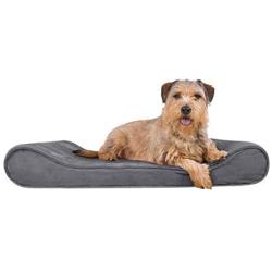 Furhaven Pet Dog Bed | Orthopedic Micro Velvet Ergonomic Luxe Lounger Cradle Mattress Contour Pet Bed w/ Removable Cover for Dogs & Cats, Gray, Large