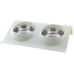 ikjuh Double Pet Bowls Stainless Steel for Dogs Cats Food and Water Spine Protection Easy Clean Safety Material Whisker Friendly No Spill Non-Slip