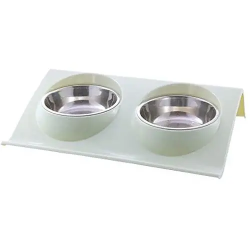 ikjuh Double Pet Bowls Stainless Steel for Dogs Cats Food and Water Spine Protection Easy Clean Safety Material Whisker Friendly No Spill Non-Slip ikjuh Double Pet Bowls Stainless Steel for Dogs Cats Food and Water Spine Protection Easy Clean Safety Material Whisker Friendly No Spill Non-Slip
