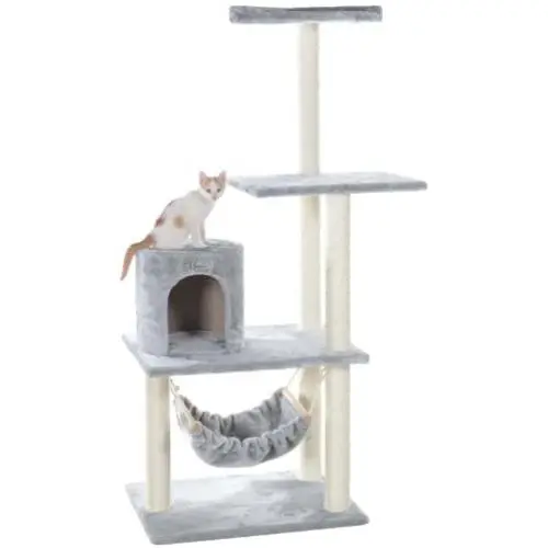 GleePet GP78590222 Cat Tree with Hammock, 59-Inch, Silver Gray GleePet GP78590222 Cat Tree with Hammock, 59-Inch, Silver Gray