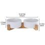 LIONWEI LIONWELI Ceramic Cat Dog Bowl Dish with Wood Stand No Spill Pet Food Water Feeder Cats Medium Dogs