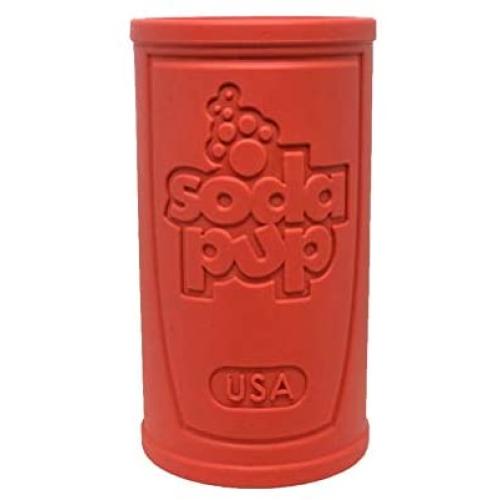 SodaPup - Natural Rubber Retro Soda Can Shaped Chew Toy - Treat Dispenser - Slow Feeder - for Heavy Chewers - Made in USA - Red - Large