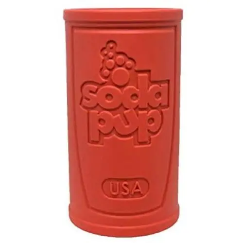 SodaPup - Natural Rubber Retro Soda Can Shaped Chew Toy - Treat Dispenser - Slow Feeder - for Heavy Chewers - Made in USA - Red - Large SodaPup - Natural Rubber Retro Soda Can Shaped Chew Toy - Treat Dispenser - Slow Feeder - for Heavy Chewers - Made in USA - Red - Large