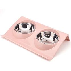ikjuh Double Pet Bowls Stainless Steel for Dogs Cats Food and Water Spine Protection Easy Clean Safety Material Whisker Friendly No Spill Non-Slip