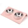 ikjuh Double Pet Bowls Stainless Steel for Dogs Cats Food and Water Spine Protection Easy Clean Safety Material Whisker Friendly No Spill Non-Slip