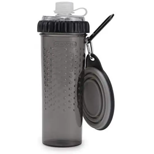 Dexas Popware for Pets Snack Duo Dual Chambered Hydration Bottle and Snack Container with Collapsible Pet Cup Dexas Popware for Pets Snack Duo Dual Chambered Hydration Bottle and Snack Container with Collapsible Pet Cup
