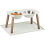 Messy Mutts Silicone Non-Slip Dog Bowl Mat with Raised Edge and Two Sides Reinforced with Metal Rods
