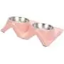 Suhaco Dog Bowl Cat Food Bowls Double Raised Pet Elevated Stainless Steel Feeder with Tilted Stand (Pink, Green, Blue)