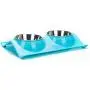 Vealind Non-Spill & Non-Skid Pet Dog Cat Elevated Stainless Steel Double Bowls Feeding Food and Water Bowl Vealind Non-Spill & Non-Skid Pet Dog Cat Elevated Stainless Steel Double Bowls Feeding Food and Water Bowl