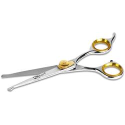 Sharf Dog Grooming Scissors, Gold Touch 6.5 Inch Straight Professional Dog Grooming Shear with Safety Round Tip