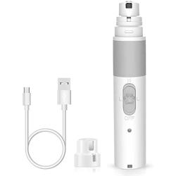 Dog Nail Grinder Nail Files Grinder Dog Nail Trimmer and Gromming Tools Powerful 2 Speed Rechargeable Electric Pet Claw for Large Small Dogs Cats, White