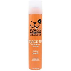 Wags & Wiggles Quick Fix Dog Dry Shampoo | Dog Grooming Waterless Shampoo | Juicy Peach, 7 oz