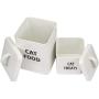 Pethiy Dog Food and Treats Containers Set with Scoop for Dogs-Vintage White Powder-Coated Carbon Steel - Tight Fitting Lids - Storage Canister Tins Small