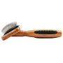 Bass Brushes Medium Slicker Style Pet Brush with Bamboo Wood Handle and Rubber Grips