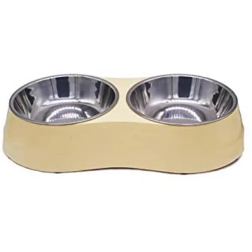 Double Dog Cat Bowls Double Food-Grade Melamine Premium Stainless Steel Pet Bowls Pet Food Water Feeder for Medium pet No More Than 40 pounds Double Dog Cat Bowls Double Food-Grade Melamine Premium Stainless Steel Pet Bowls Pet Food Water Feeder for Medium pet No More Than 40 pounds