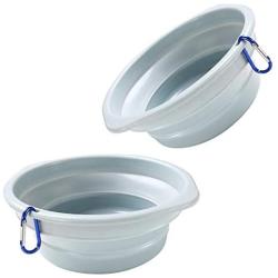 Silicone Pet Dog Bowl Dish with Carabiners,Portable Foldable Expandable Water Feeding Travel Bowl Cup Dish for Pet Dog Cat,Extra Large Size 2 Pack