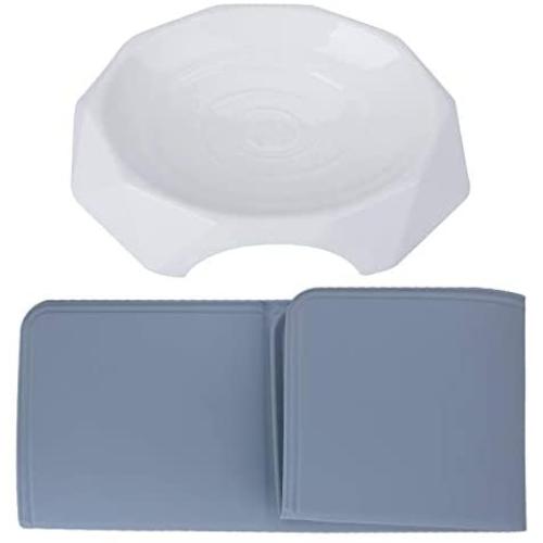 CATPRO Cat Bowl Mat Set, Ceramic Shallow Cat Food Bowl, Whisker Fatigue Cat Bowl, Whisker Friendly Cat Bowl, Stress Free Cat Dish, Wide Cat Dish for Wet Food