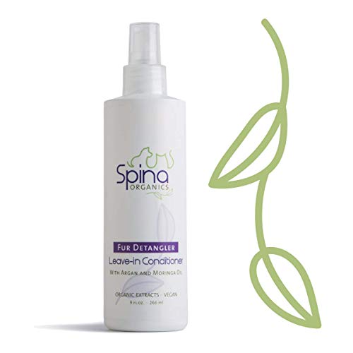Spina Organics, All-Natural Dog LEAVE-IN CONDITIONER DETANGLER, with Aloe Vera and Rich in Omegas, Leave-In Moisturizing to Detangle Pets Coat - 9 Fl Oz Made in USA