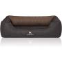 Knuffelwuff Laser-Quilted Artificial Leather Orthopaedic Dog Bed Outback M-L Small 85 x 63cm Black/Brown