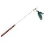 ocijf179 Cat Teaser Pet Cat Kitten Teaser Beads Bell Feather Playing Steel Wire Stick Wand Chew Toy - Green