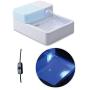 Xihouxian White and Blue LED Pet Smart Water Dispenser Cat and Dog Drinking Basin Electric Water Feeder Double Filter Water Injection Water Mute ABS Large Capacity 1.8L C40