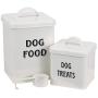 Morezi Pet Food and Treats Containers Set with Scoop for Cats or Dogs - Beige Powder - Coated Carbon Steel - Tight Fitting Lids - Storage Canister Tins