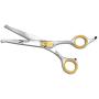 Sharf Dog Grooming Scissors, Gold Touch 6.5 Inch Curved Sharp Professional Pet Grooming Shear with Safety Round Tip, Ball Point for Safe and Easy Use Even for Nose, Ear and Face
