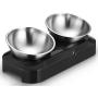Keprix Elevated Cat Bowls with 2 Stainless Steel Bowls, 0°-15° Tilted Raised Cat Food and Water Bowls, Stress-Free Nonslip No Spill Pet Feeding Bowls for Cats and Small Dogs