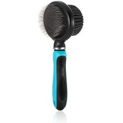 Mile High Life Slicker Double Sided Grooming Brush |Small Medium Dogs and Cats | Long and Short Haired Pet | Blue and Pink Color | Flexible Handle for Different Surface Angles