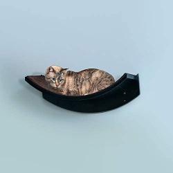 THE REFINED FELINE Lotus Leaf Cat Shelf, Modern Sturdy Curved Design Cat Wall Perch, Elegant Wood Wall Mounted Cat Furniture