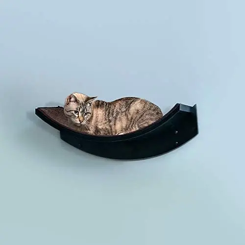 THE REFINED FELINE Lotus Leaf Cat Shelf, Modern Sturdy Curved Design Cat Wall Perch, Elegant Wood Wall Mounted Cat Furniture THE REFINED FELINE Lotus Leaf Cat Shelf, Modern Sturdy Curved Design Cat Wall Perch, Elegant Wood Wall Mounted Cat Furniture