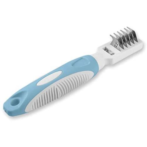 Pets First Professional Pet Mat Remover - Dematting Tool for Grooming Cats & Dogs - Removes Matted Fur, Tangles, Knots, Loose Hair & Dirt - Stainless Steel, Gentle Teeth, Soft Comfort Grip Handle
