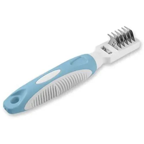 Pets First Professional Pet Mat Remover - Dematting Tool for Grooming Cats & Dogs - Removes Matted Fur, Tangles, Knots, Loose Hair & Dirt - Stainless Steel, Gentle Teeth, Soft Comfort Grip Handle Pets First Professional Pet Mat Remover - Dematting Tool for Grooming Cats & Dogs - Removes Matted Fur, Tangles, Knots, Loose Hair & Dirt - Stainless Steel, Gentle Teeth, Soft Comfort Grip Handle