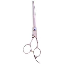 ShearsDirect Stainless Curved Set Handle Cutting Shear with Adjustable Gem Stone Tension, 7''