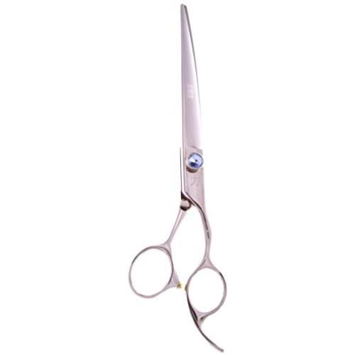 ShearsDirect Stainless Curved Set Handle Cutting Shear with Adjustable Gem Stone Tension, 7''