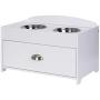 PAWLAND Dog Bowls Elevated Stainless Steel Dog Bowls and Food Storage Box Pet Feeder Bowls for Dogs Pets, White