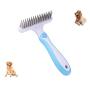 Dematting Tool for Dogs，Dog Comb，Dog Grooming Brush，Pet Brush,with Stainless Steel Shedding Comb for Pets , 2 Rows of Pins Gently Remove Loose or Tangled Hair from Undercoat