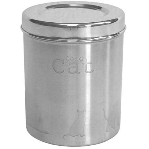 Mountain Woods - A Pet Project Stainless Steel Cat Food Canister, Silver | Steel Container with Lid - 6'' x 7.5''