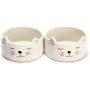 Kurrajong Farmhouse Set of 2 Ceramic cat Bowls - 4.5'' Wide x 2'' high - one for Water and one for Food - Cute cat Bowls and so Unique